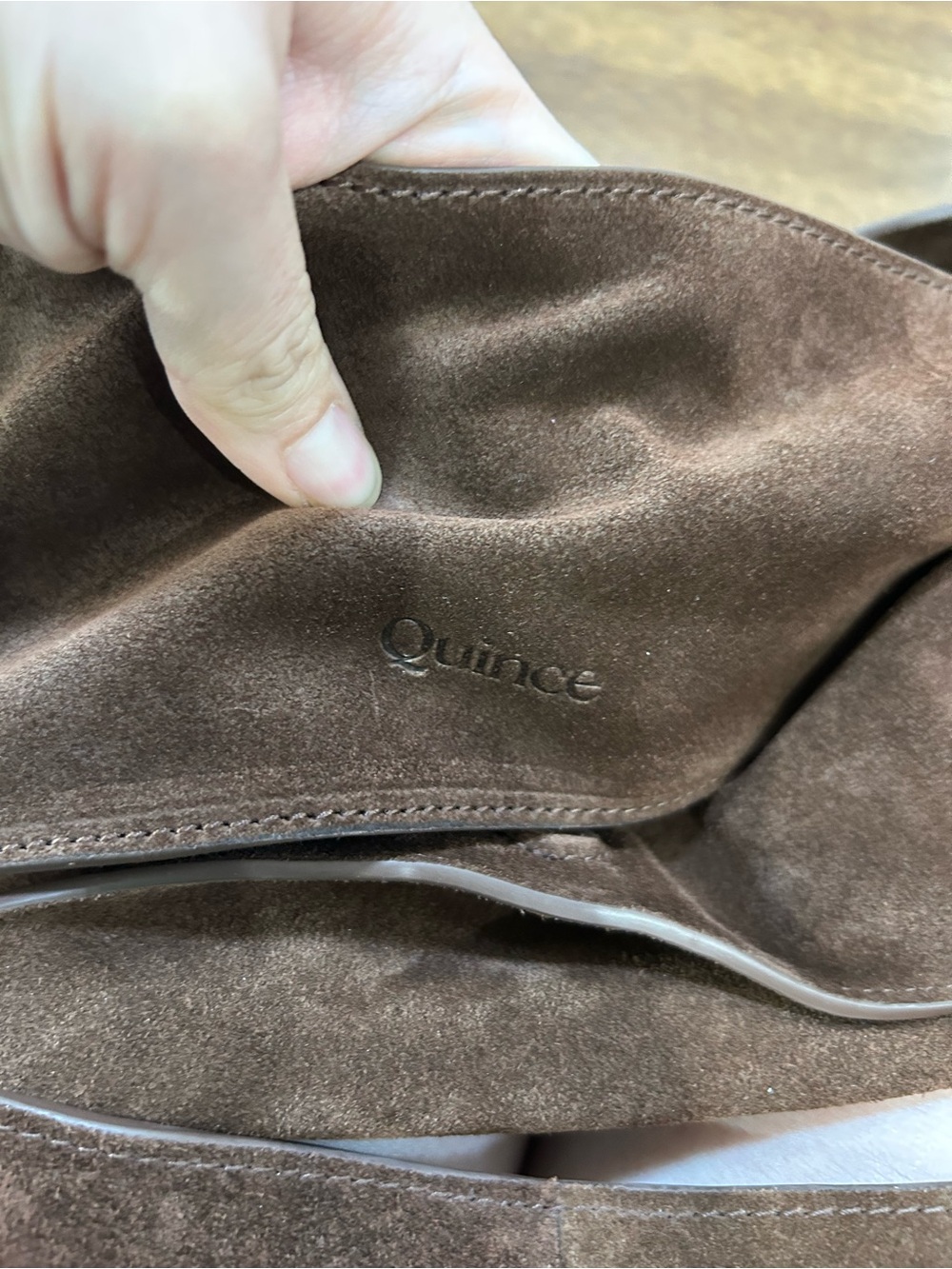 Quince Chocolate Brown Suede Tote - Picture 8 of 10